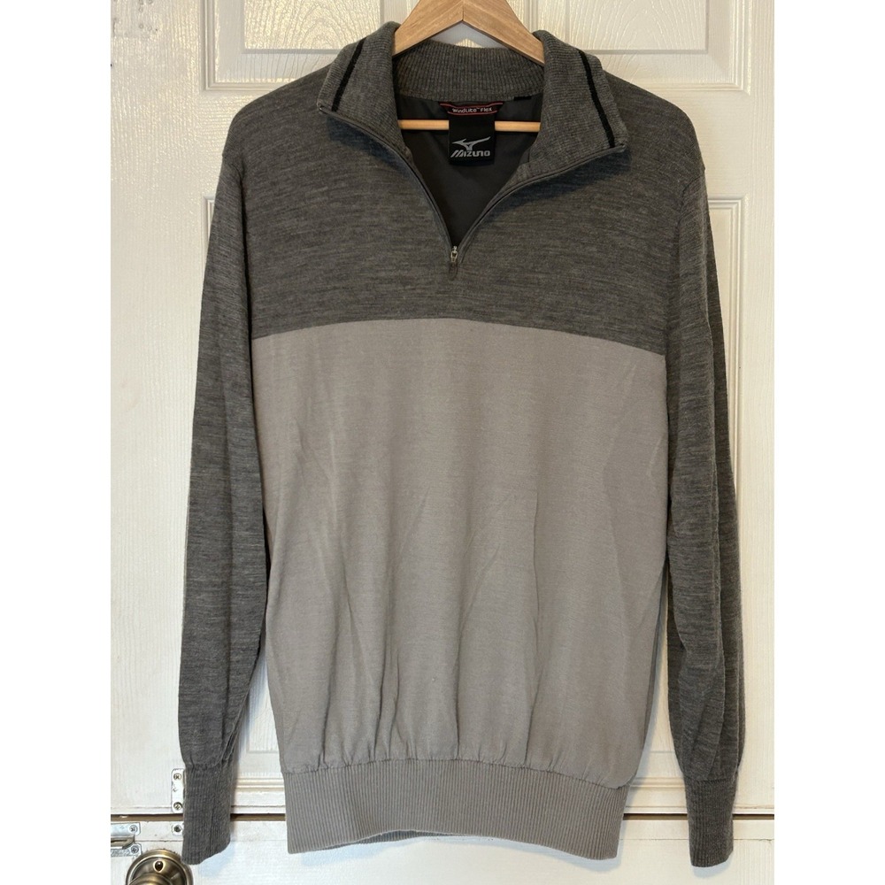 Gray Mizuna Men's Golf Sweater‎ Merino Wool XL 1/4 Zip Pullover Windlite Flex